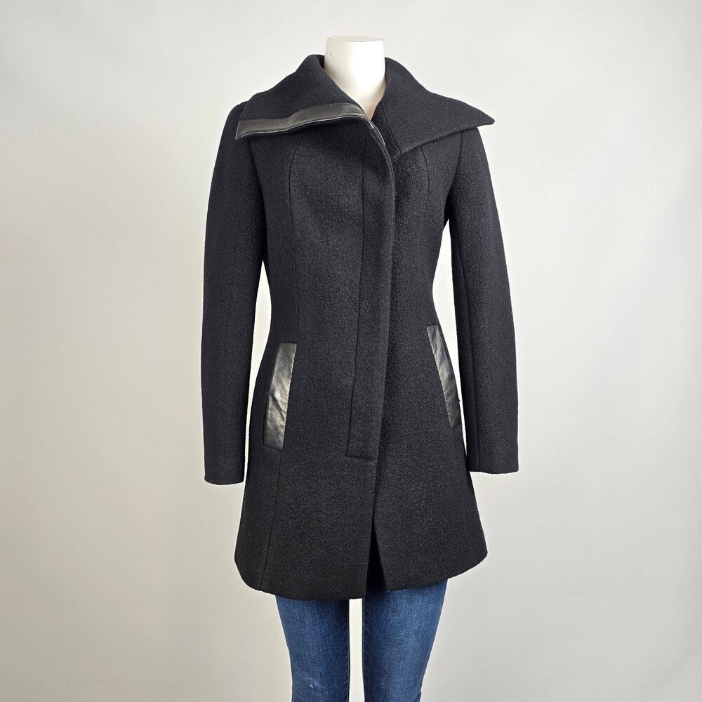 Soia & Kyo Black Wool Zip Up Winter Jacket Size XS